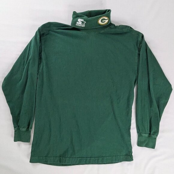 VTG Green Bay Packers Logo Embroidered Starter NFL Turtleneck Long Sleeve Shirt - Picture 1 of 6